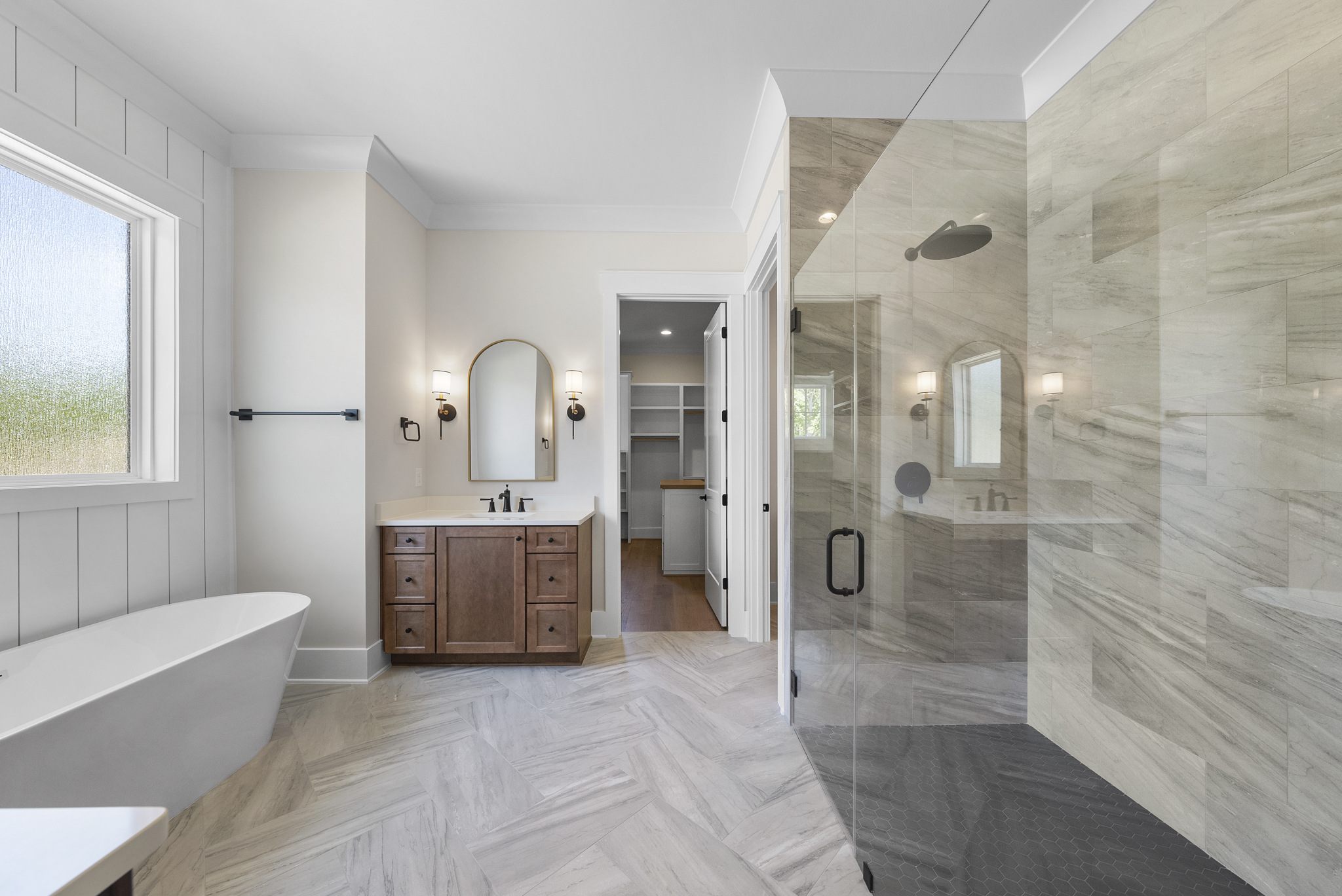 Bathroom tile design layout patterns by interior designer